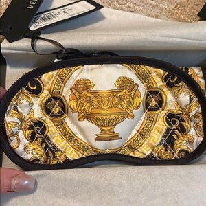 NIB- Versace Gold and Black Baroque Eye Mask Set(w/pouch), MSRP: $275